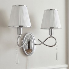 Wandleuchte Stoff Glas Chrom