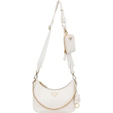 Prada White Saffiano  Vitello Daino Re-Edition Shoulder Bag Tasche
