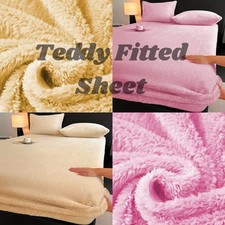 Extra tief 30cm Teddybär Sherpa Fleece Spannbettlaken kuschelig warm Luxus Bettwäsche