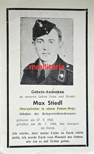 Sterbebild wwii obergefreiter - sterbebild,