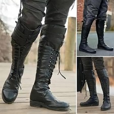 Men's Punk Lace Up Knee High