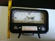 Tischuhr Regal Radio-Look Blech schwarzbraun Uhr retro vintage 