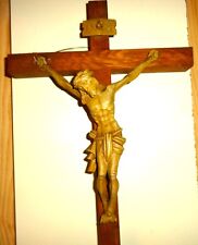 Vintage  Kruzefix Holzkreuz Jesus Totenkopf INRI