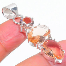 PFIRSCIH MORGANIT Edelstein 925 Sterlingsilber Schmuck ANHÄNGER HANDGEFERT.01