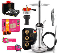 Shisha Set Komplett Edelstahl Wasserpfeife klein Kohleanzünder Kohle Dampfsteine