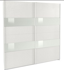 Schwebetürenschrank Altona Kleiderschrank 225x65x236cm weiß Weißglas (18857)