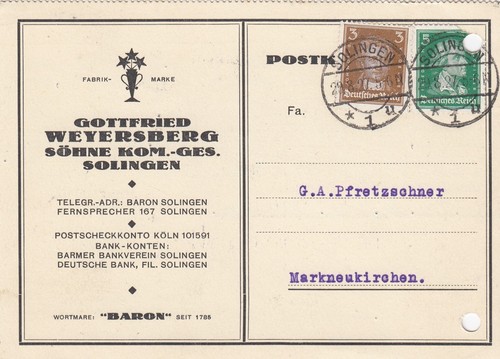 Solingen postkarte 1927 - postkarte,