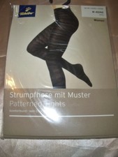 Tolle Tchibo gemusterte Feinstrumpfhose Gr. 40-42 grau Collant Tights OVP