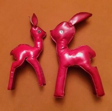 2 rote LACKSTOFF Tiere - genäht - ehemalige DDR - wenig bespielt - fast wie NEU