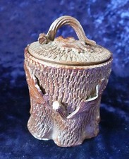 Antiker early wahre stile Relief Tabaktopf wohl Mettlach Baumstamm Blätter alt