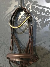 Trense anatomisch Stirnriemen m. originalem Glitzer Braun Leder Healthy Horses