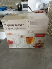 2 Groggläser Punschgläser Glas Gläser mit Henkel TCHIBO TCM Grog Punsch Glühwein