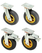 QWORK 4er Set Schwerlastrollen 200 mm belastbar 280kg mit 2 Bremse