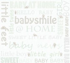 Kindertapete Teddy Schrift mint weiß Glanz Little Stars 35847-2 (3,08€/1qm)