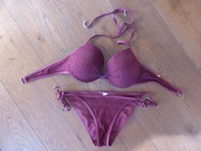 Bikini weinrot dunkle beere Gr. 36 38 Cup 80 D Pushup Neckholder New Yorker