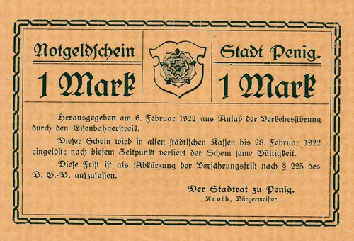 Penig stadt 1 mark - -,