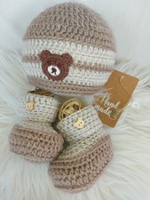 Baby Set Newborn MÜTZE UND PASSENDE  Schuhe 100% Handarbeit 