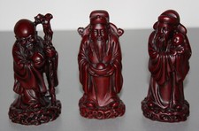 3 chinesische Mönche - asiatische Dekofiguren, Polyresin ? rotbraun