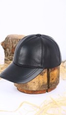 Unisex Base Cap Baseball Mütze aus 100% echtem Leder NEU Gr. 56 - 62cm schwarz