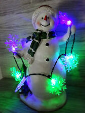 Schöne Solar Deko-Figur-Schneemann m. Schneeflockenkette beleuchtet-26 cm *