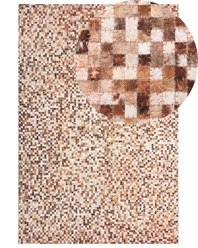Teppich leder braun beige - leder, braun/beige