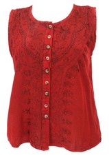 Besticktes indisches Hippie Top, Boho-chic Bluse - rot