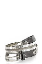 NANNI Gürtel im Metall und Ledermix in silber