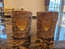 2 Teelichthalter Kerzenhalter Holz Birke Rustikal