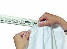  Weiss Duschvorhangschiene mit Gleitern 75-125cm. Aluminium 