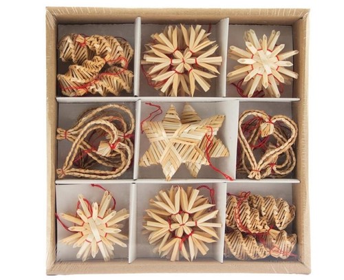 Stroh christbaumschmuck box - stroh,