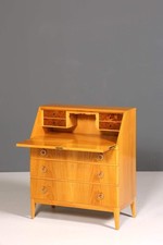 Schlichter Mid Century Sekretär Vintage Schreibmöbel echt Holz Kommode Retro