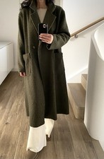 Langer Bouclé Mantel Damen 38 40 42 44 Grün NEU! Oversized