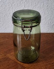 Schönes grünes Solidex 1 Liter Vorrats / Einmachglas -shabby chic France um 1920