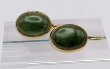Edel ! Chabochon Ohrhänger Jade Stein 835er Silber vergoldet  Ohrringe 