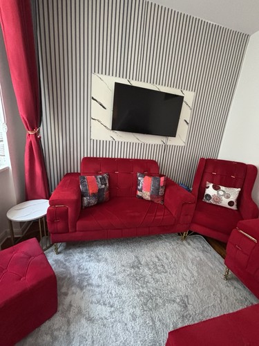 Tlg couchgarnitur stoff - stoff, rot