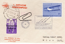 1. Raketenpost Brief Österreich 1961 Rakete Flugzeug Wien Schmiedl Lobenstein ?