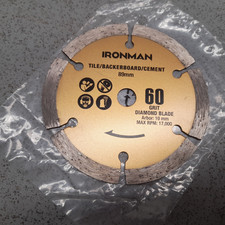 IRONMAN FLIESE/BACKERBOARD/ZEMENT 89mm, 60er KÖRNUNG DIAMANTTRENNSCHEIBE, Dorn: 10 mm MAX RP