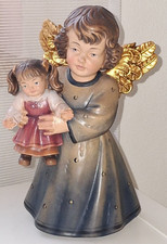 Holzfigur geschnitzt, Sissi Engel mit Puppe, 21 cm, Handarbeit Südtirol, TOP 10J