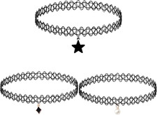 3 Stück Tattoo Kette,Choker Kette Damen,Tattoo Halsband 90er,Choker Halskette,Ta