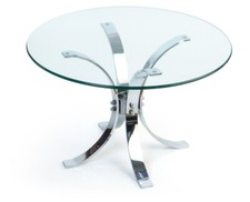 Glas-Tisch Stahl verchromt Sixties Space Age steel chrome table
