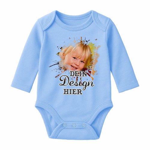 Langarm babybody einfarbig mit - einfarbig,