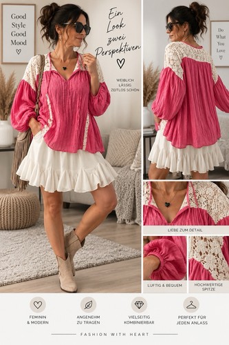Italy musselin oversized bluse - musselin,