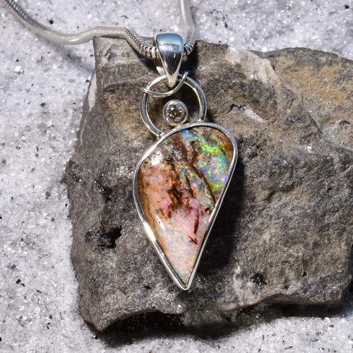Boulder opal anhänger - anhänger,, 925er