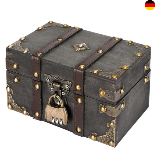 Vintage holz schatztruhe mit - holz,