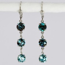 Grevenkämper Ohrringe Swarovski Kristall Rund lang blau Blue Zircon Indicolite