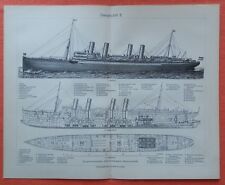 DAMPFSCHIFF I - IV DEUTSCHLAND  Schnelldampfer  Heckraddampfer Holzstiche 1908
