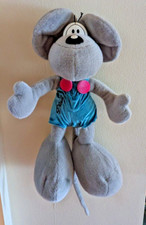 XXL Diddl - Riesen Diddl -Diddlmaus - ca 65cm - grau - Latzhose türkis pink