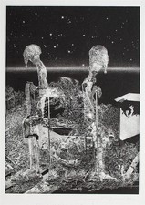 Rolf Münzner Figuren Surrealismus Leipziger Schule Schablithographie 2010 E.A.