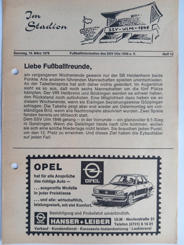 Fussball programm amateurliga - programm,