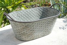 Zinkwanne-kasten,antik-grün,oval,Pflanzgefäß,36cm Durchmesser,Art118617